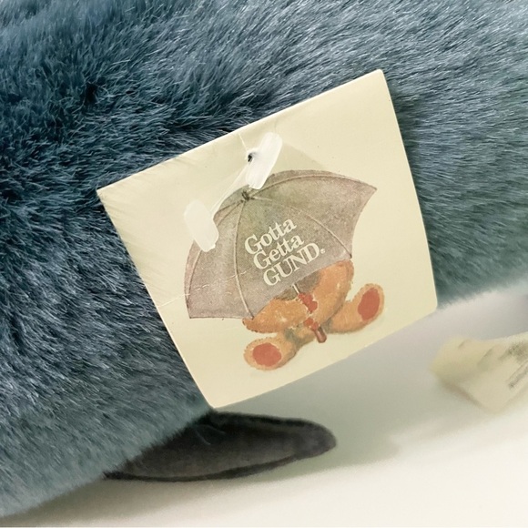 Vintage 1986 Gund Brand Blue Bottle Nosed Dolphin Stuffed Animal Plush - Picture 2 of 16